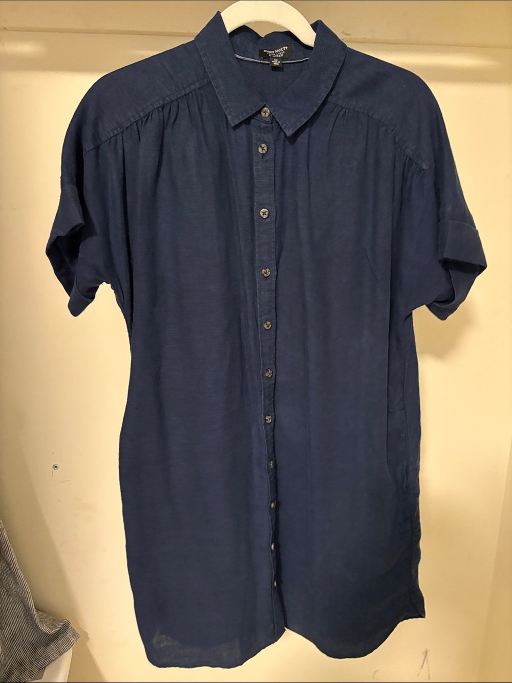 J. Crew Navy Button-Front Shirt Dress